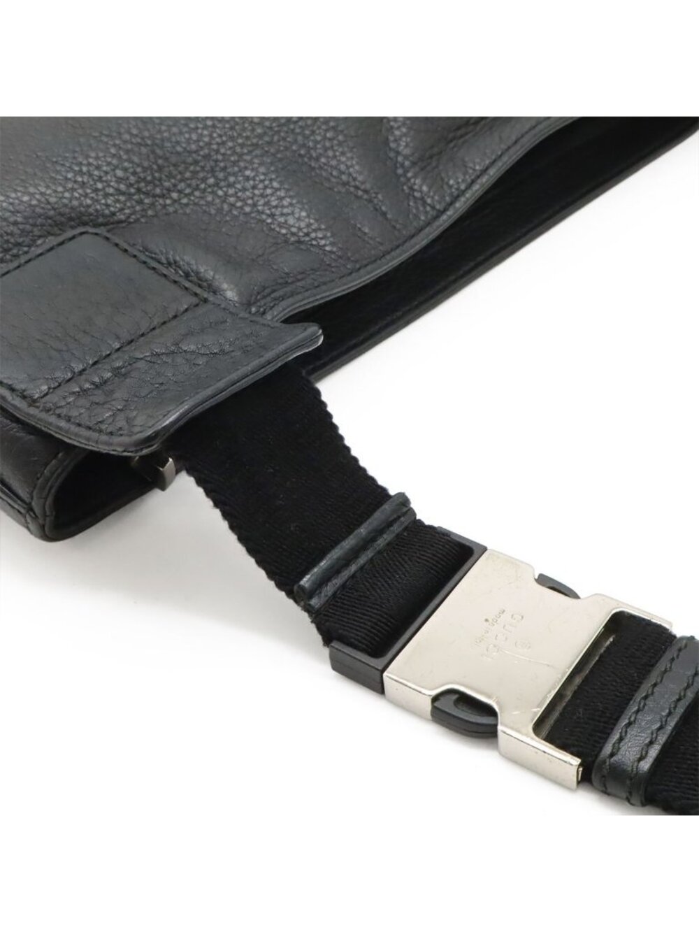 Gucci Soho Interlocking Logo Belt Bag Leather Black Silver - Picture 6 of 9